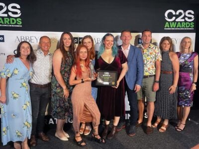 Members of the PentenAmio team receiving their Cyber and IT Business of the Year award
