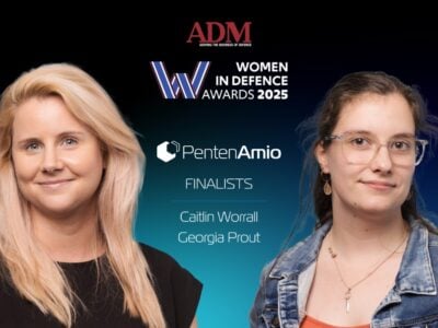 Two PentenAmio employees in front of an ADM and WIDA background
