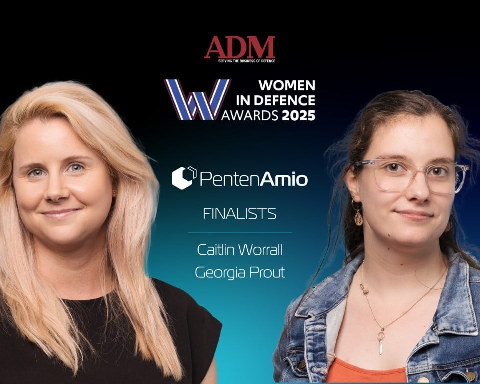 Two PentenAmio employees in front of an ADM and WIDA background